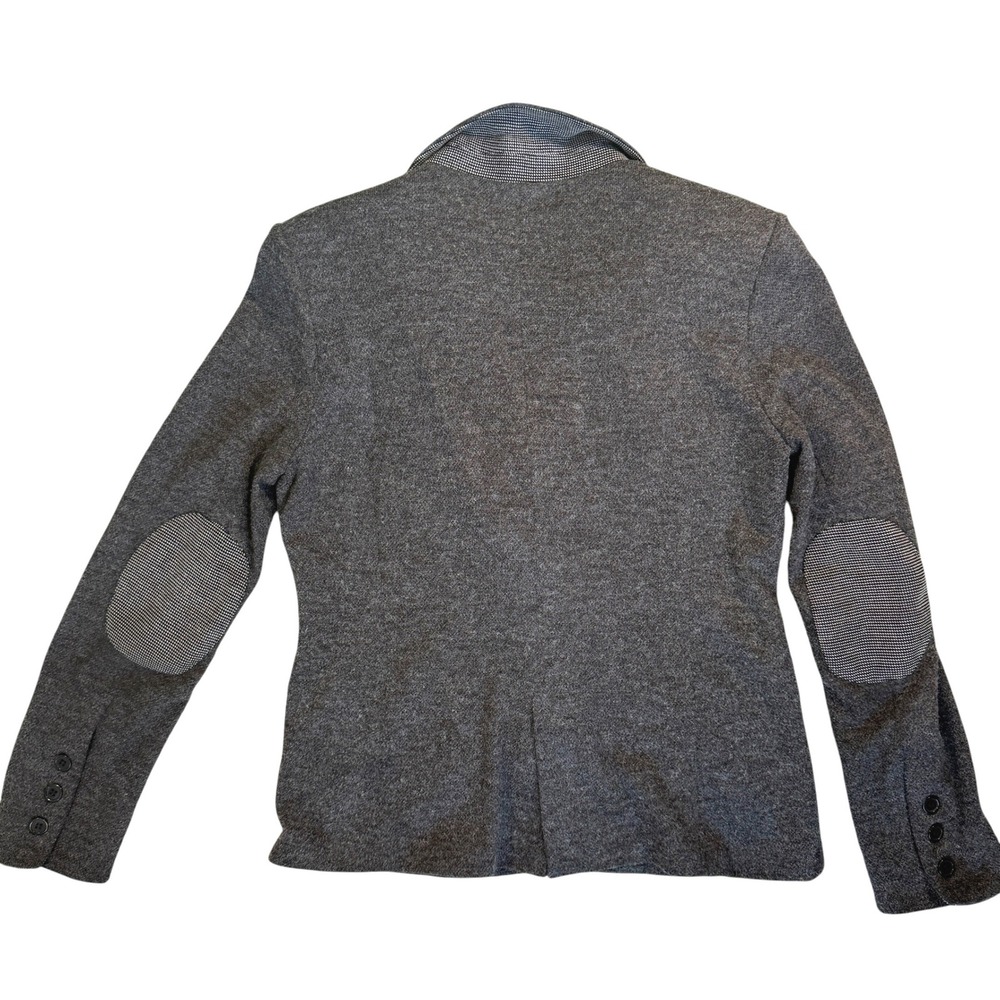 Gray Sweater Blazer Women Small Elbow Patch Contrast Trim Career Professional - Picture 11 of 16